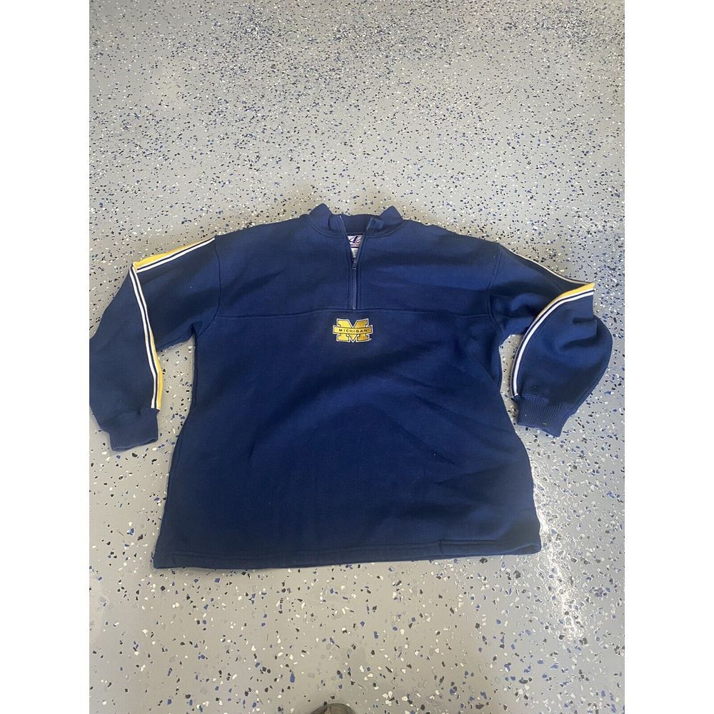 Vintage‎ Logo Athletic Michigan Wolverines Sweater Mens XL Quarter Zip Football